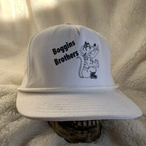 Vintage Boggins Brothers White Rope Hat Biker Mouse 90s Trucker Hat  Rare Unique
